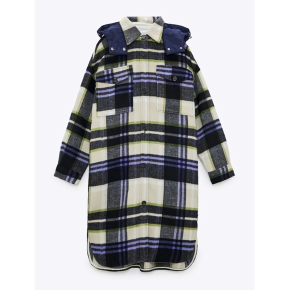 Zara hooded plaid over-shirt - Picture 7 of 12